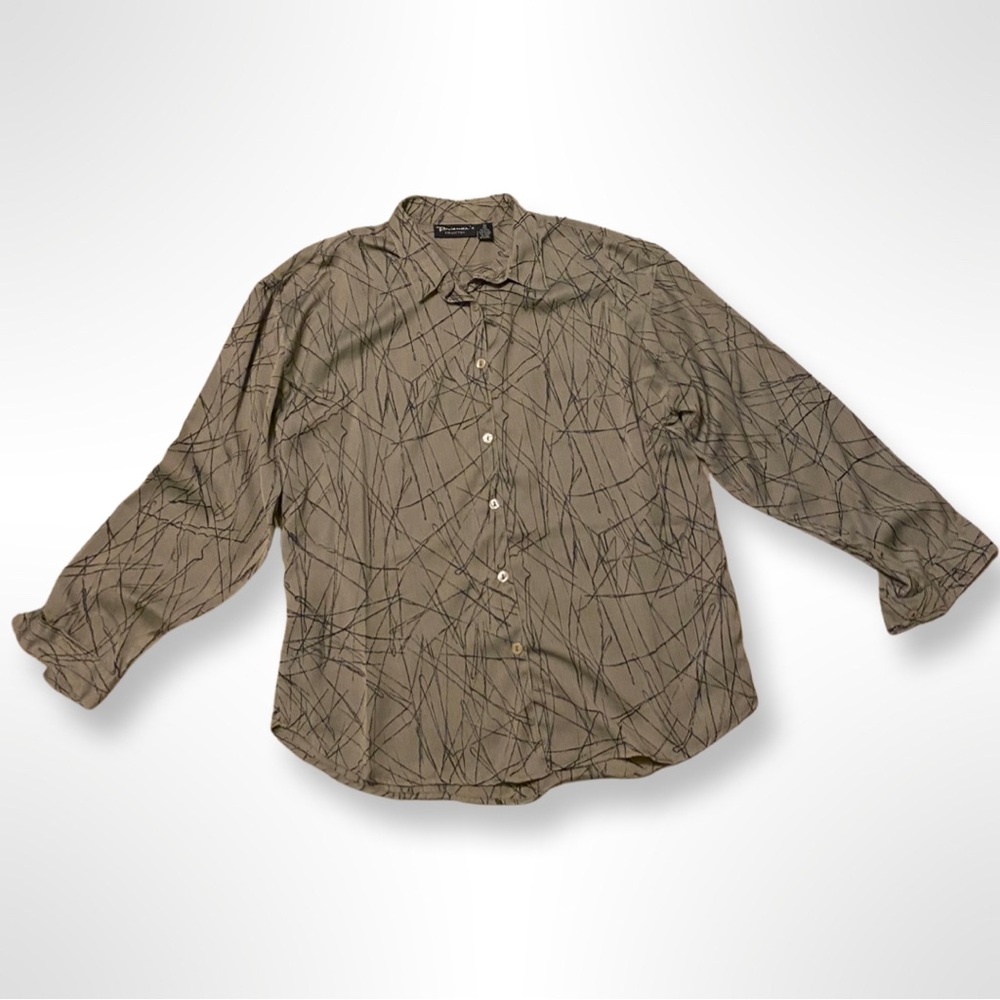 Green Abstract Button Down Shirt